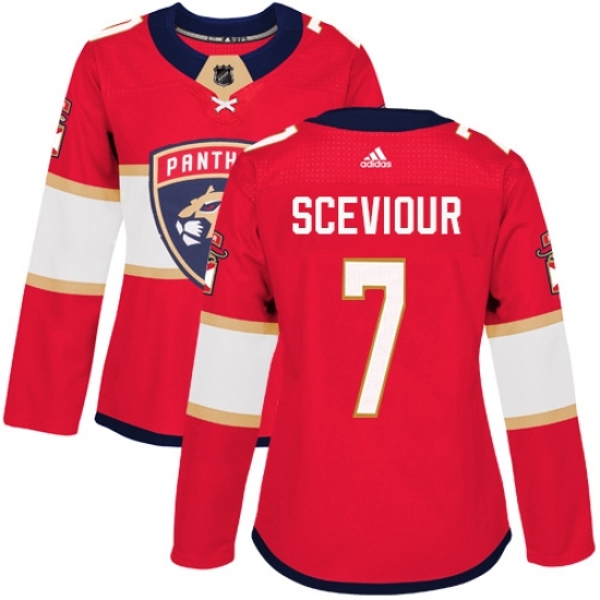 Women's Adidas Florida Panthers #7 Colton Sceviour Authentic Red Home NHL Jersey Women's Adidas Florida Panthers #7 Colton Sceviour Authentic Red Home NHL Jersey