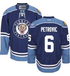 Men's Reebok Florida Panthers #6 Alex Petrovic Premier Navy Blue Third NHL Jersey
