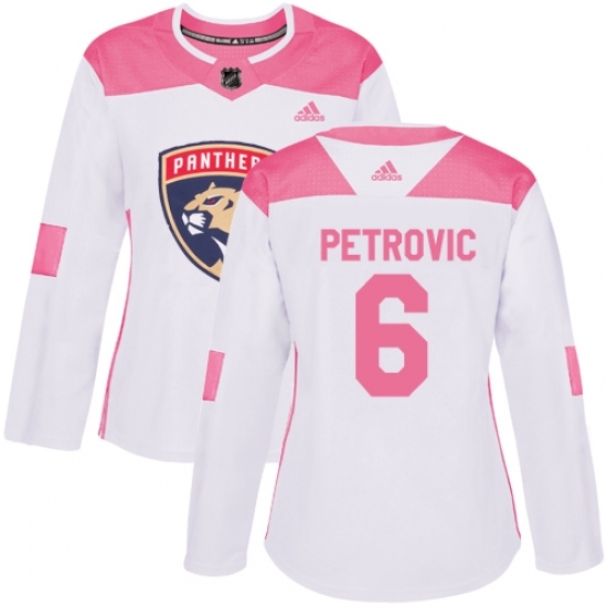 Women's Adidas Florida Panthers #6 Alex Petrovic Authentic White/Pink Fashion NHL Jersey Women's Adidas Florida Panthers #6 Alex Petrovic Authentic White/Pink Fashion NHL Jersey