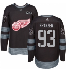 Men's Adidas Detroit Red Wings #93 Johan Franzen Authentic Black 1917-2017 100th Anniversary NHL Jersey
