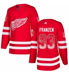 Men's Adidas Detroit Red Wings #93 Johan Franzen Authentic Red Drift Fashion NHL Jersey