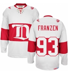 Men's CCM Detroit Red Wings #93 Johan Franzen Authentic White Winter Classic Throwback NHL Jersey
