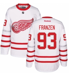 Men's Reebok Detroit Red Wings #93 Johan Franzen Authentic White 2017 Centennial Classic NHL Jersey