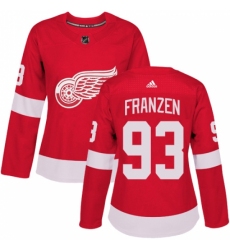 Women's Adidas Detroit Red Wings #93 Johan Franzen Authentic Red Home NHL Jersey
