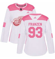 Women's Adidas Detroit Red Wings #93 Johan Franzen Authentic White/Pink Fashion NHL Jersey