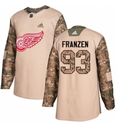 Youth Adidas Detroit Red Wings #93 Johan Franzen Authentic Camo Veterans Day Practice NHL Jersey