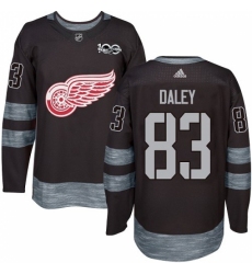 Men's Adidas Detroit Red Wings #83 Trevor Daley Authentic Black 1917-2017 100th Anniversary NHL Jersey