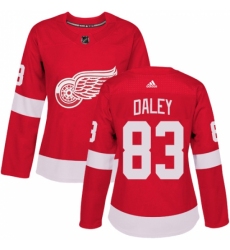 Women's Adidas Detroit Red Wings #83 Trevor Daley Authentic Red Home NHL Jersey