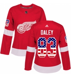 Women's Adidas Detroit Red Wings #83 Trevor Daley Authentic Red USA Flag Fashion NHL Jersey