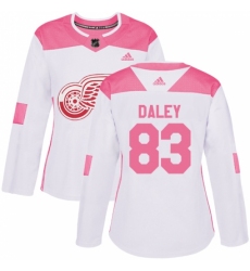 Women's Adidas Detroit Red Wings #83 Trevor Daley Authentic White/Pink Fashion NHL Jersey