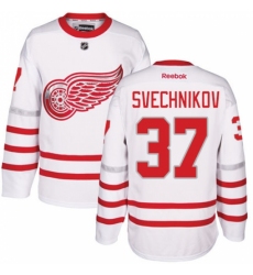 Men's Reebok Detroit Red Wings #37 Evgeny Svechnikov Authentic White 2017 Centennial Classic NHL Jersey