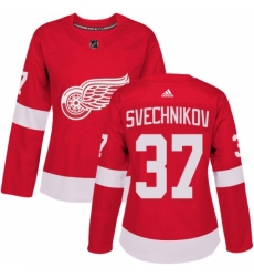 Women's Adidas Detroit Red Wings #37 Evgeny Svechnikov Authentic Red Home NHL Jersey