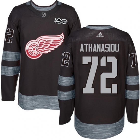 Men's Adidas Detroit Red Wings #72 Andreas Athanasiou Authentic Black 1917-2017 100th Anniversary NHL Jersey Men's Adidas Detroit Red Wings #72 Andreas Athanasiou Authentic Black 1917-2017 100th Anniversary NHL Jersey
