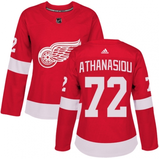 Women's Adidas Detroit Red Wings #72 Andreas Athanasiou Authentic Red Home NHL Jersey Women's Adidas Detroit Red Wings #72 Andreas Athanasiou Authentic Red Home NHL Jersey