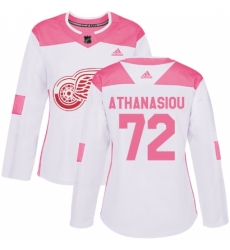 Women's Adidas Detroit Red Wings #72 Andreas Athanasiou Authentic White/Pink Fashion NHL Jersey
