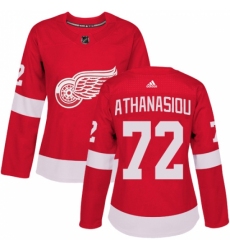 Women's Adidas Detroit Red Wings #72 Andreas Athanasiou Premier Red Home NHL Jersey