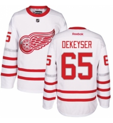 Men's Reebok Detroit Red Wings #65 Danny DeKeyser Authentic White 2017 Centennial Classic NHL Jersey