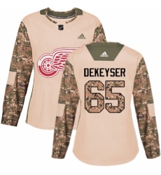 Women's Adidas Detroit Red Wings #65 Danny DeKeyser Authentic Camo Veterans Day Practice NHL Jersey