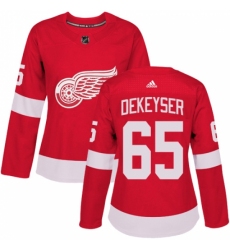 Women's Adidas Detroit Red Wings #65 Danny DeKeyser Authentic Red Home NHL Jersey