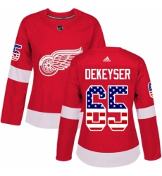 Women's Adidas Detroit Red Wings #65 Danny DeKeyser Authentic Red USA Flag Fashion NHL Jersey