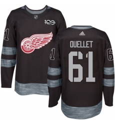 Men's Adidas Detroit Red Wings #61 Xavier Ouellet Authentic Black 1917-2017 100th Anniversary NHL Jersey