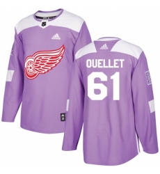 Men's Adidas Detroit Red Wings #61 Xavier Ouellet Authentic Purple Fights Cancer Practice NHL Jersey