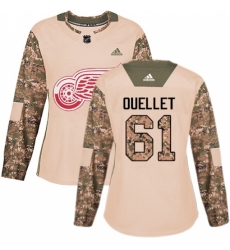Women's Adidas Detroit Red Wings #61 Xavier Ouellet Authentic Camo Veterans Day Practice NHL Jersey