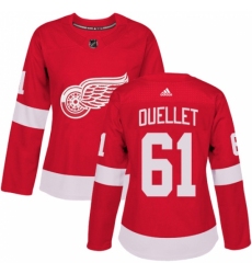 Women's Adidas Detroit Red Wings #61 Xavier Ouellet Authentic Red Home NHL Jersey