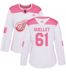 Women's Adidas Detroit Red Wings #61 Xavier Ouellet Authentic White/Pink Fashion NHL Jersey