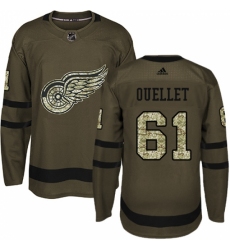 Youth Adidas Detroit Red Wings #61 Xavier Ouellet Authentic Green Salute to Service NHL Jersey