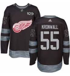 Men's Adidas Detroit Red Wings #55 Niklas Kronwall Authentic Black 1917-2017 100th Anniversary NHL Jersey