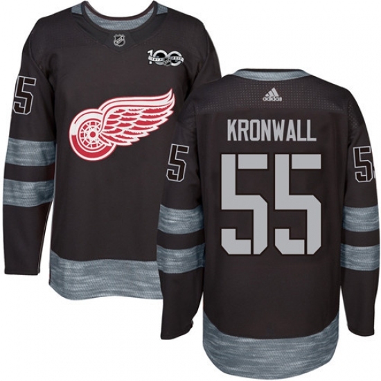 Men's Adidas Detroit Red Wings #55 Niklas Kronwall Authentic Black 1917-2017 100th Anniversary NHL Jersey Men's Adidas Detroit Red Wings #55 Niklas Kronwall Authentic Black 1917-2017 100th Anniversary NHL Jersey