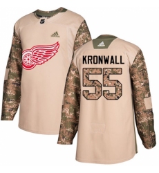 Men's Adidas Detroit Red Wings #55 Niklas Kronwall Authentic Camo Veterans Day Practice NHL Jersey