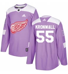 Men's Adidas Detroit Red Wings #55 Niklas Kronwall Authentic Purple Fights Cancer Practice NHL Jersey