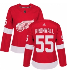 Women's Adidas Detroit Red Wings #55 Niklas Kronwall Authentic Red Home NHL Jersey