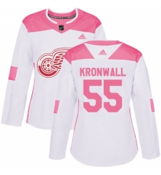 Women's Adidas Detroit Red Wings #55 Niklas Kronwall Authentic White/Pink Fashion NHL Jersey
