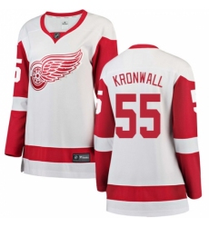 Women's Detroit Red Wings #55 Niklas Kronwall Authentic White Away Fanatics Branded Breakaway NHL Jersey