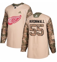 Youth Adidas Detroit Red Wings #55 Niklas Kronwall Authentic Camo Veterans Day Practice NHL Jersey