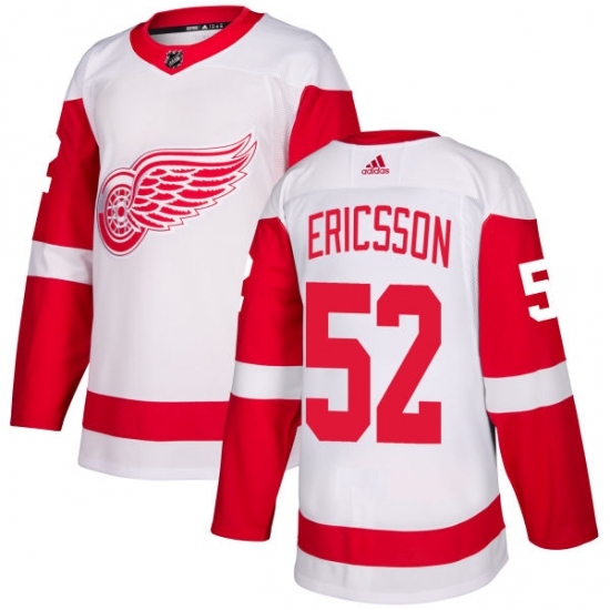 Men's Adidas Detroit Red Wings #52 Jonathan Ericsson Authentic White Away NHL Jersey Men's Adidas Detroit Red Wings #52 Jonathan Ericsson Authentic White Away NHL Jersey