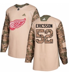 Youth Adidas Detroit Red Wings #52 Jonathan Ericsson Authentic Camo Veterans Day Practice NHL Jersey