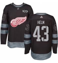 Men's Adidas Detroit Red Wings #43 Darren Helm Authentic Black 1917-2017 100th Anniversary NHL Jersey