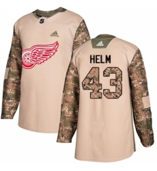 Men's Adidas Detroit Red Wings #43 Darren Helm Authentic Camo Veterans Day Practice NHL Jersey