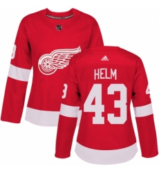 Women's Adidas Detroit Red Wings #43 Darren Helm Authentic Red Home NHL Jersey