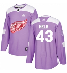 Youth Adidas Detroit Red Wings #43 Darren Helm Authentic Purple Fights Cancer Practice NHL Jersey