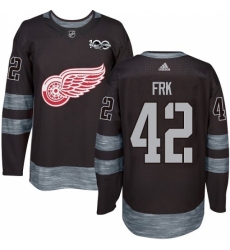 Men's Adidas Detroit Red Wings #42 Martin Frk Authentic Black 1917-2017 100th Anniversary NHL Jersey