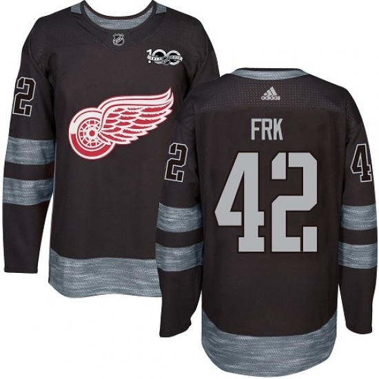 Men's Adidas Detroit Red Wings #42 Martin Frk Authentic Black 1917-2017 100th Anniversary NHL Jersey Men's Adidas Detroit Red Wings #42 Martin Frk Authentic Black 1917-2017 100th Anniversary NHL Jersey