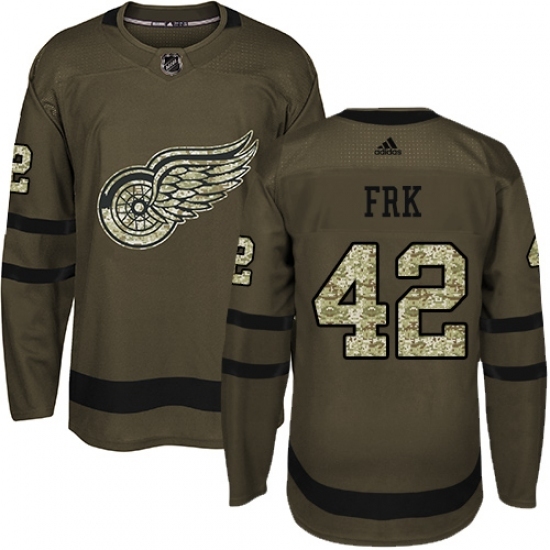 Men's Adidas Detroit Red Wings #42 Martin Frk Authentic Green Salute to Service NHL Jersey Men's Adidas Detroit Red Wings #42 Martin Frk Authentic Green Salute to Service NHL Jersey