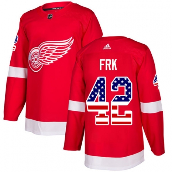 Men's Adidas Detroit Red Wings #42 Martin Frk Authentic Red USA Flag Fashion NHL Jersey Men's Adidas Detroit Red Wings #42 Martin Frk Authentic Red USA Flag Fashion NHL Jersey