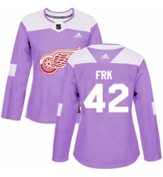 Women's Adidas Detroit Red Wings #42 Martin Frk Authentic Purple Fights Cancer Practice NHL Jersey