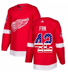 Youth Adidas Detroit Red Wings #42 Martin Frk Authentic Red USA Flag Fashion NHL Jersey